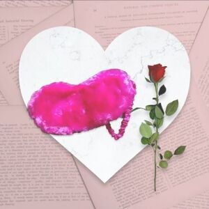 Valentine's Day!  Sleep MASK Eye "SWEET & SHIMMER" Faux FUR & SATIN PINK  Gift!